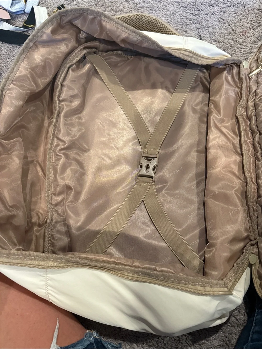 Lovevook Cream & Tan Travel Backpack - Lightweight Bag